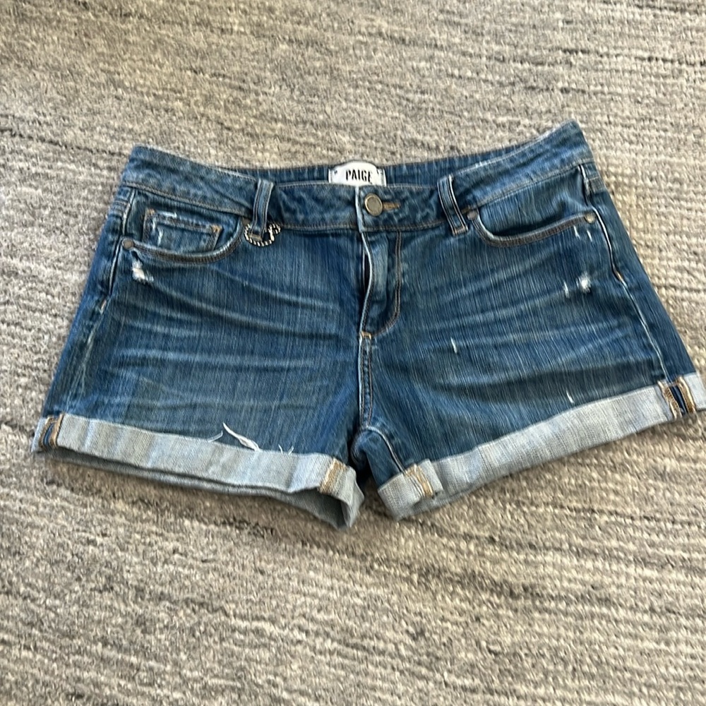 Paige Jimmy short raw cuff denim shorts size 28
